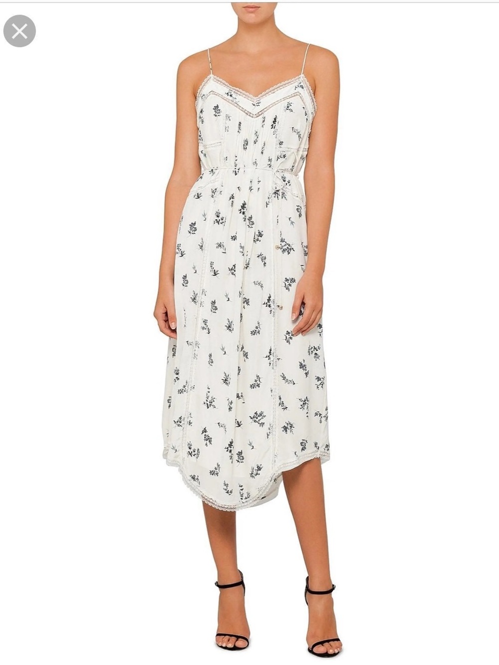 Zimmermann Silk Pintuck Slip Midi Dress with Floral Motif Size 3/US L